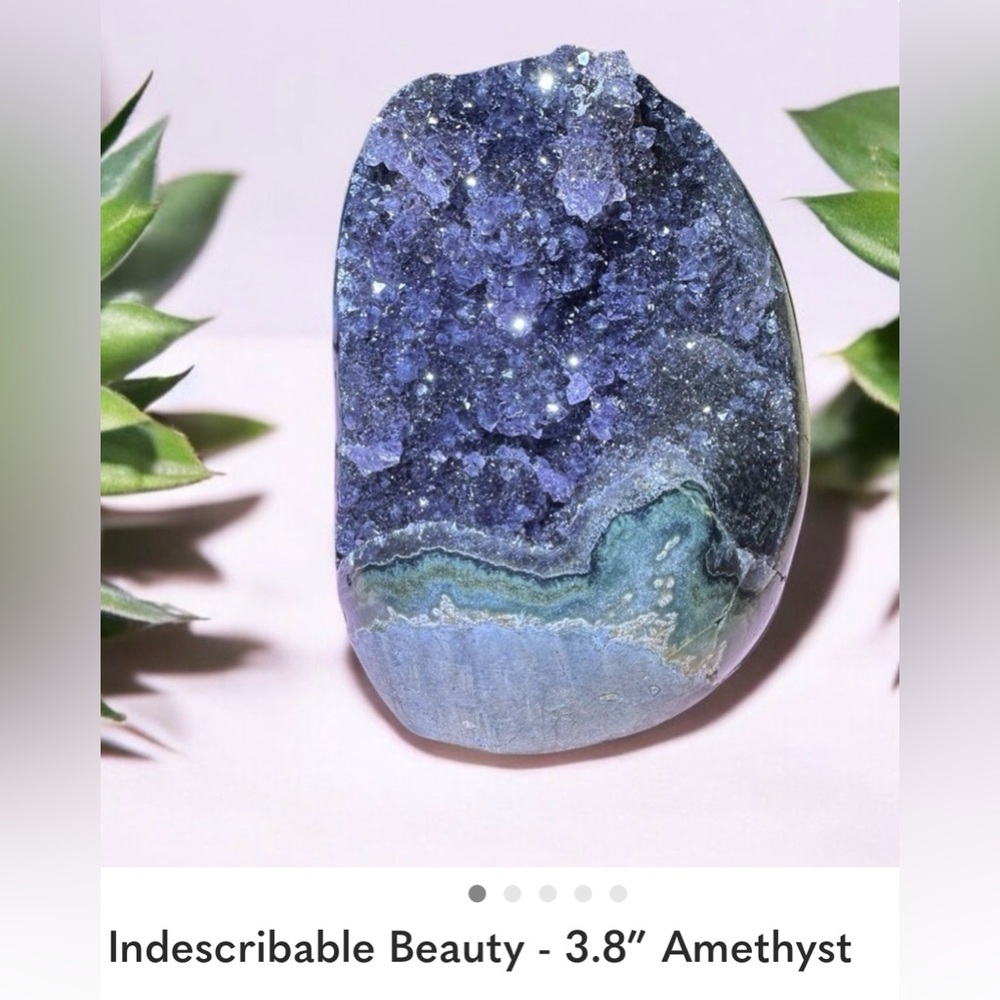 Blue and Green Amethyst Geode Crystal Accent